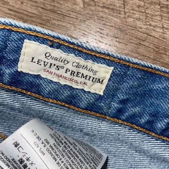 Levi's 501 Womens High Rise‎ Button Fly Distressed Skinny Denim Jeans Blue Sz 24 - Picture 8 of 14